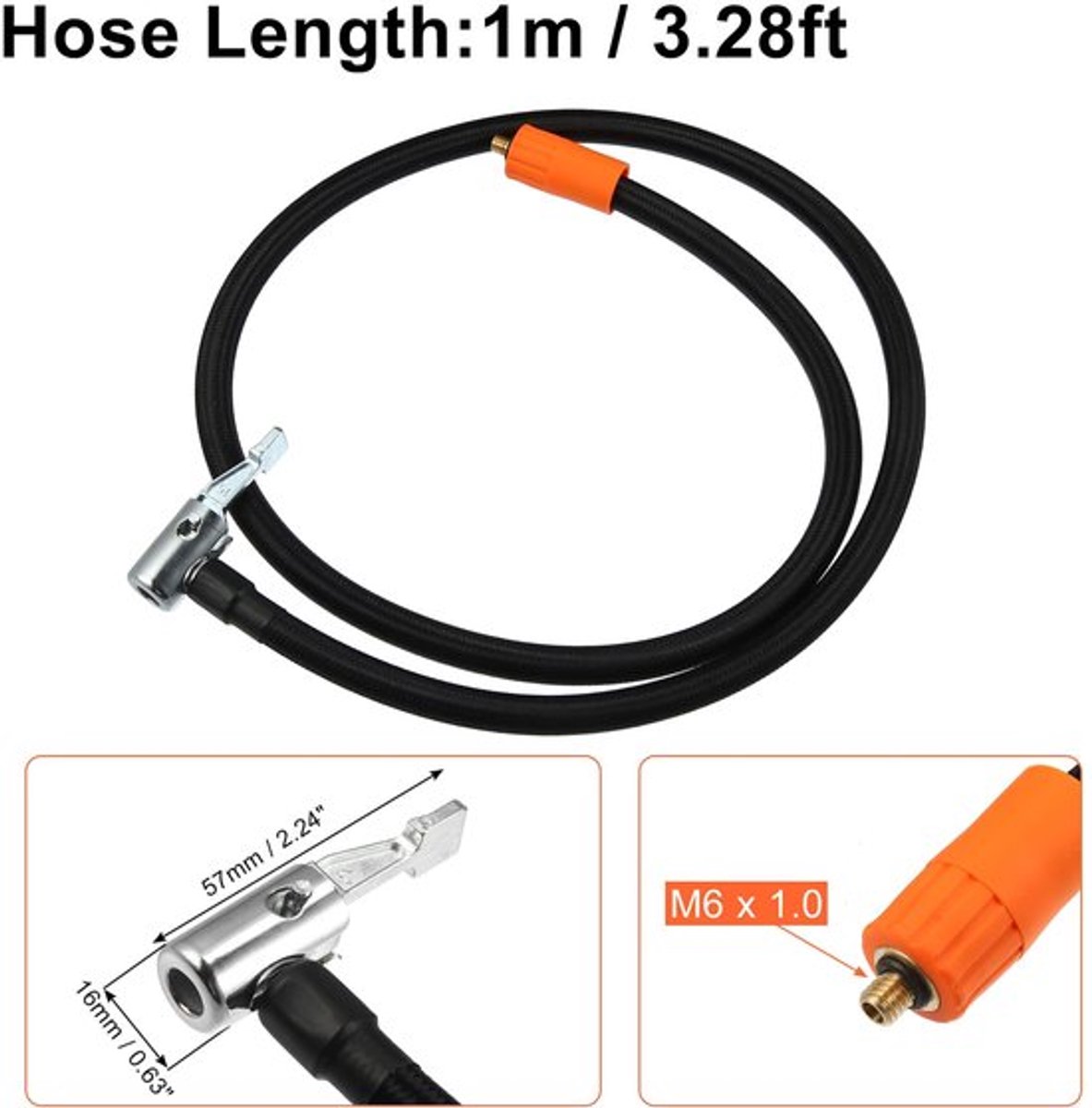 1m Bandenpomp Verlengslang met Lock Chuck Adapter