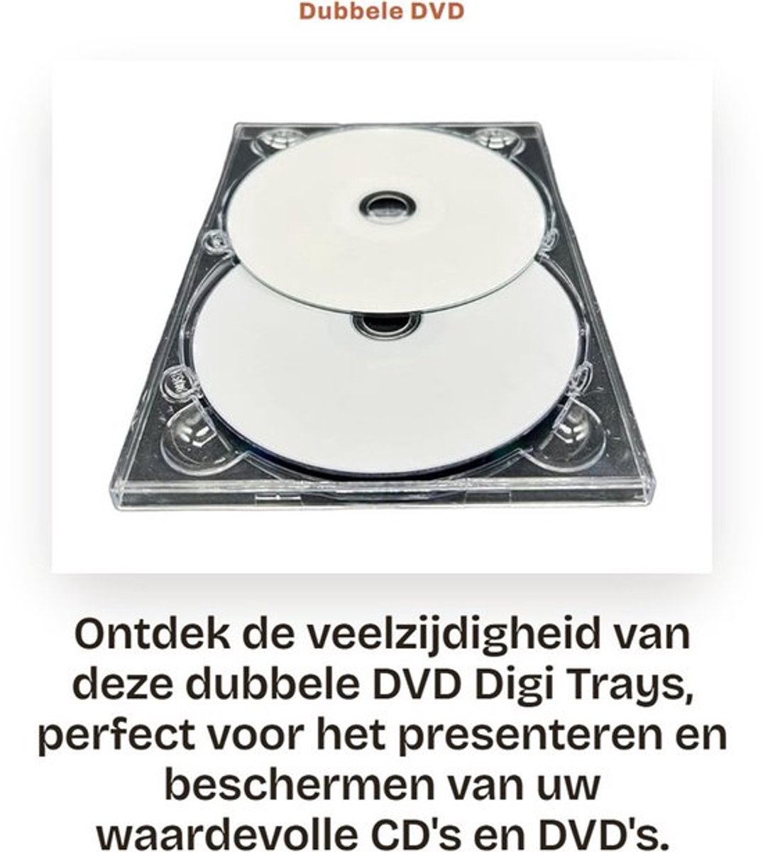 DVD Tray - 10 x Dubbele DVD Tray - Glanzend Helder Materiaal - Kwaliteit Product - Houdt 2 Schijven - Flexibele Lade - Dvd Houder