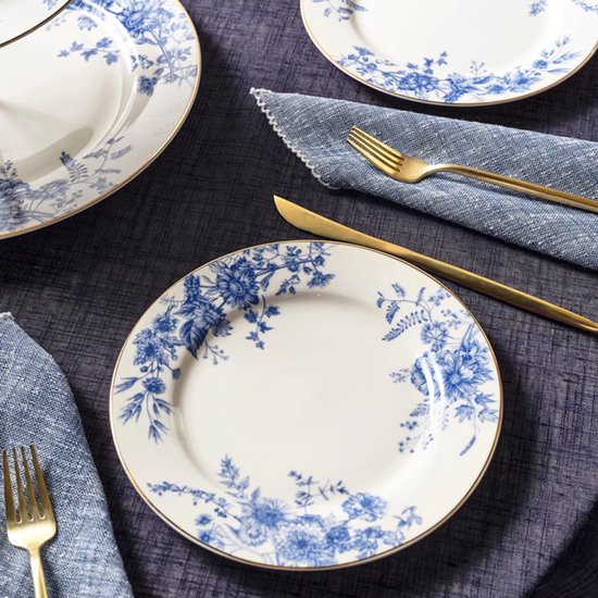 Karaca Delft - New Bone Serveerset - 8-delig - 6 Personen - Etagère & Dessertborden - Blauw — afbeelding 3
