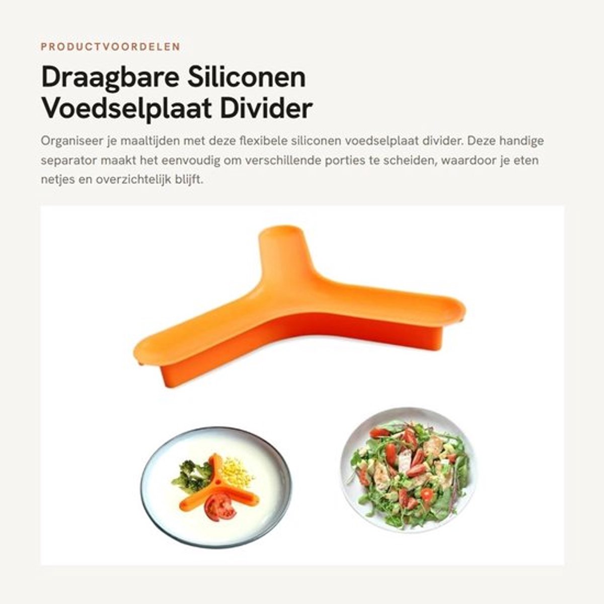 Voedsel Divider Draagbaar - Siliconen - Flexibel - Portie Controle - Sterke Zuigkracht - Hygiënisch 15x10,7 cm - Portiecontrole