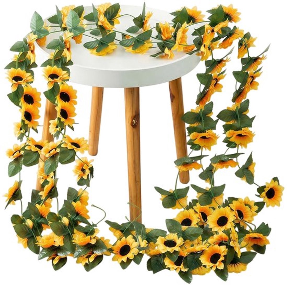 Kunstmatige Zonnebloem - 2 Stuks - Nepbloemen Slinger - Kunstbloemen - Groene Bladeren - Feestdecoratie - Ambachtelijk - Nep Bloemen