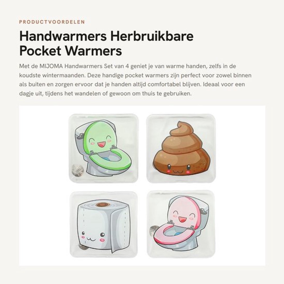 Handwarmers Oplaadbaar - Herbruikbare Handwarmers - Set van 4 - Huidvriendelijke Kunststof Hoes - Tot 55 °C Warmte - Perfect voor Koude Dagen - Zakwarmers