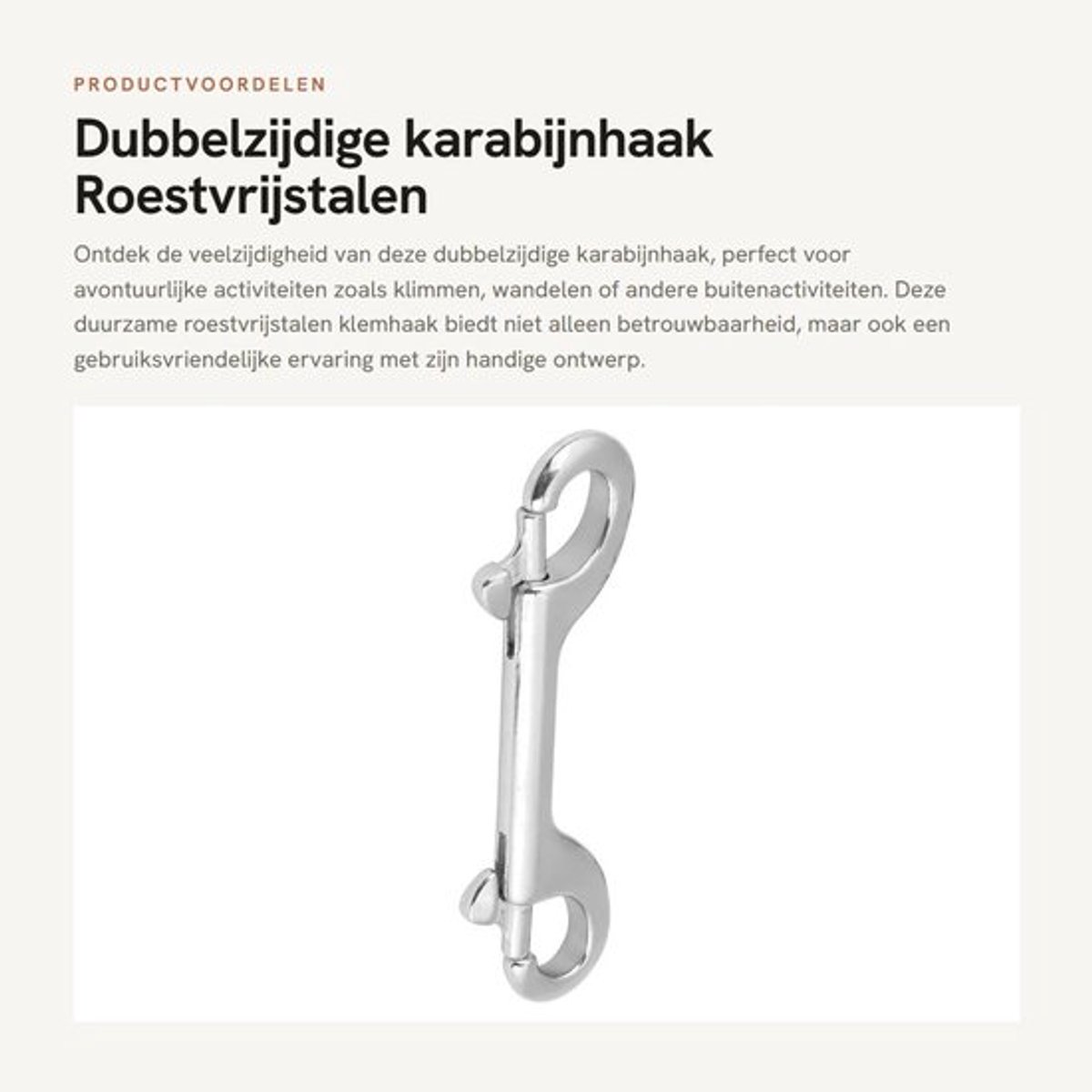 Karabijnhaak Dubbelzijdig - Duurzaam - Roestvrij Staal - Klemhaak - Bout Snap - 115mm - Haak