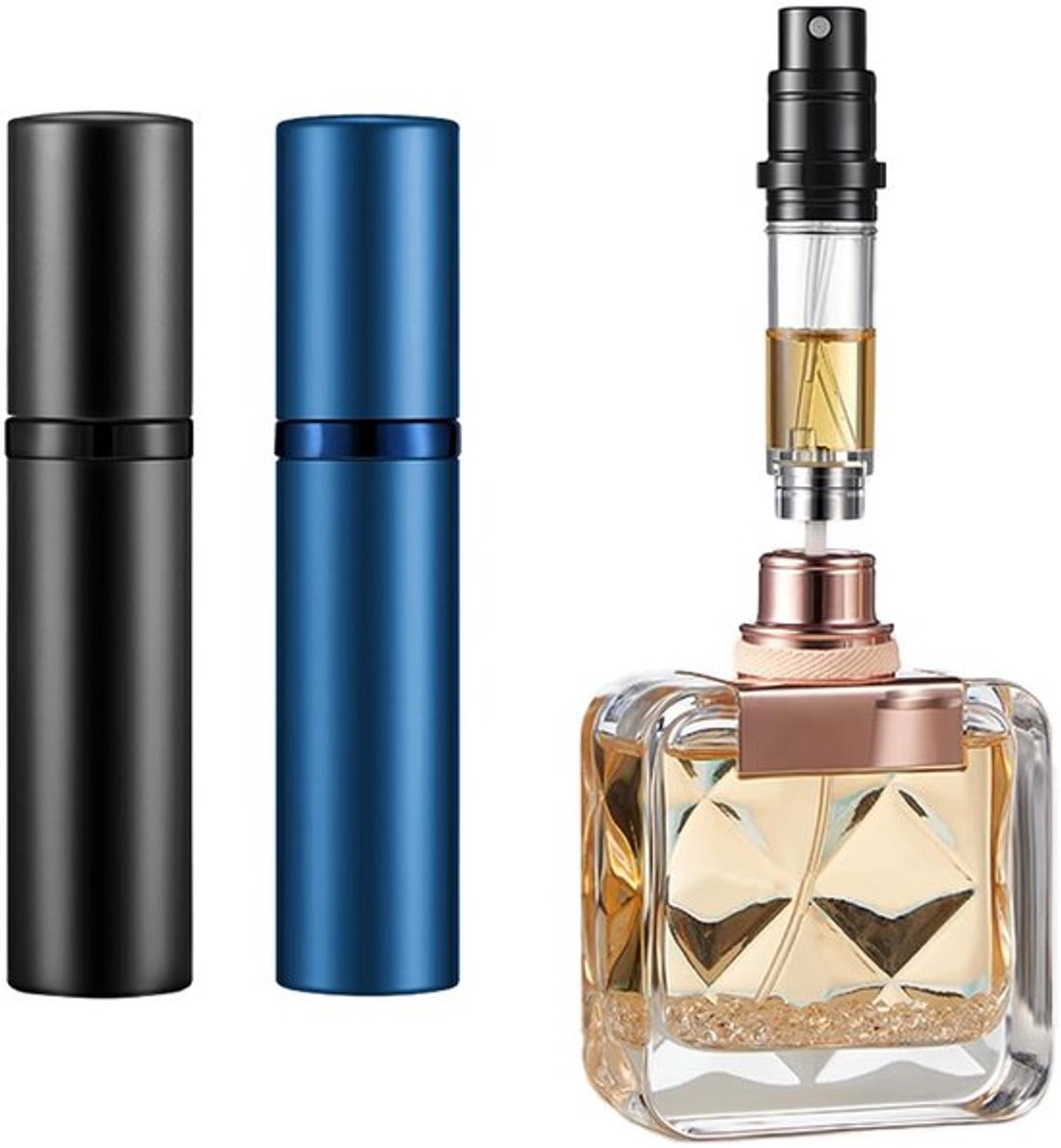 Parfumverstuiver navulbaar - Mini-reisverstuiver - 2 stuks - 5 ml - Zakformaat - Geschikt voor vrouwen en mannen - Parfumfles