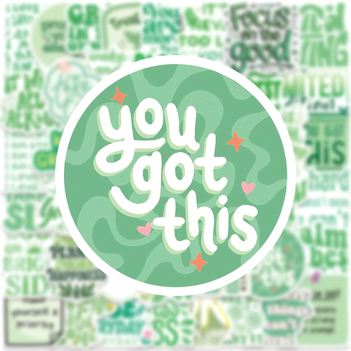 Inspirerende vinyl stickerset voor jongeren en volwassenen, 50 stuks, groen, perfect voor auto, motorfiets, fiets, skateboard en laptop