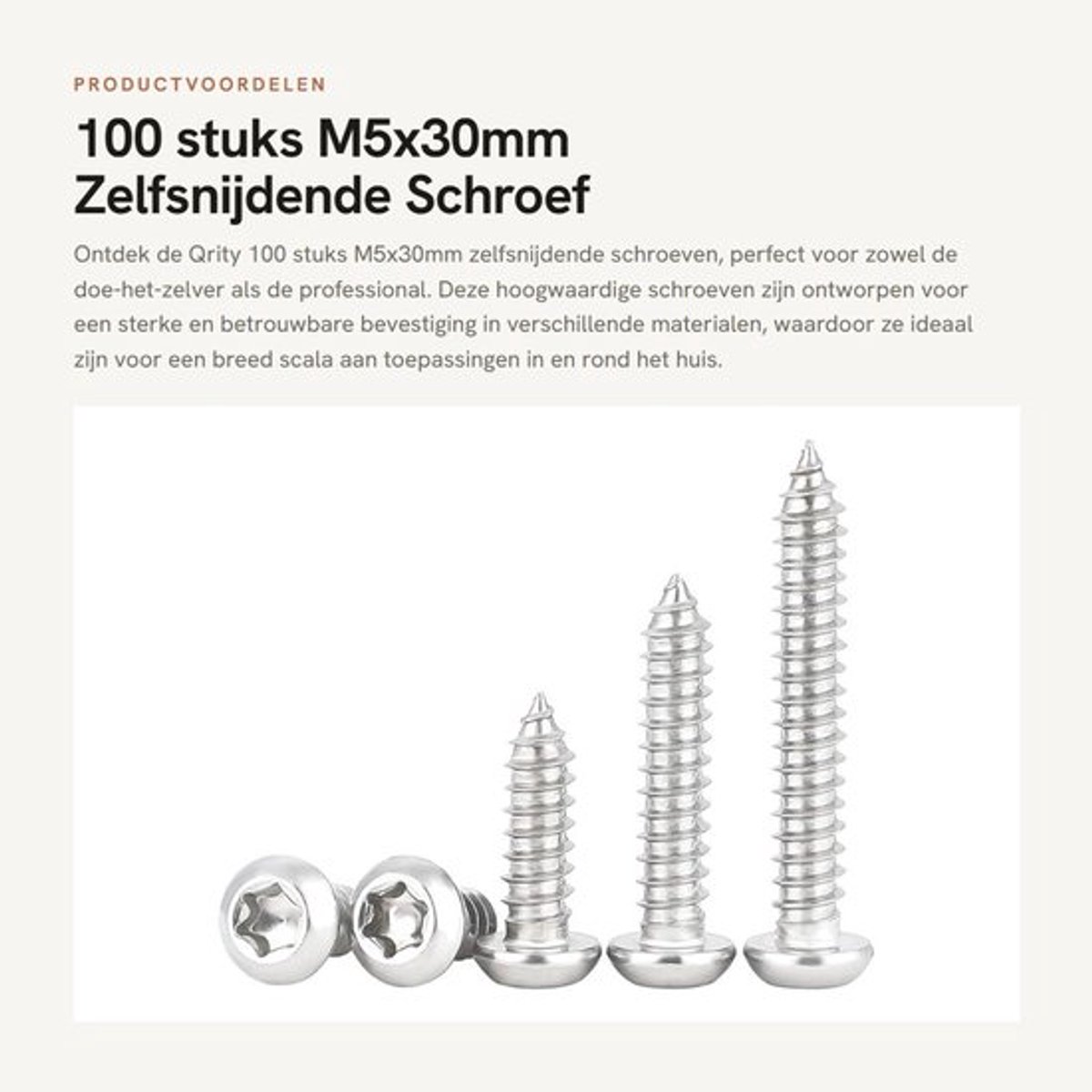Zelfsnijdende Schroef 100 Stuks - Torx Platkopschroeven - Roestvrij Staal - Goede Houdkracht - Diep Schroefdraadontwerp - Breed Toepassingsgebied