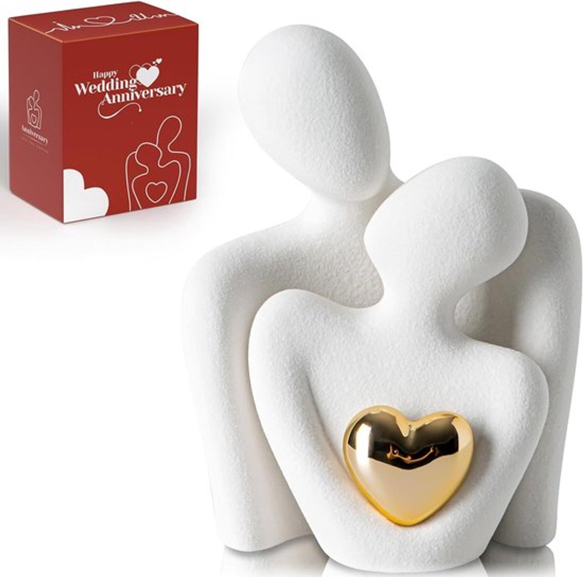 SnelShoppen - Moderne Porseleinen Koppelsculptuur, Romantische Beeldjes voor Slaapkamer Decoratie, Valentijnsdag, Huwelijkscadeau, Dresser Decoratie,