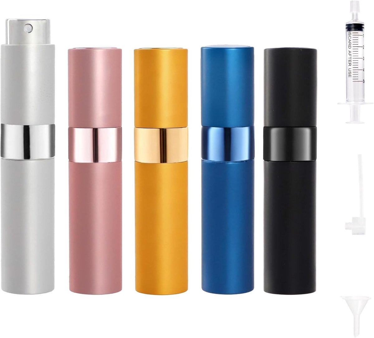 Set van 5 Navulbare Mini Parfumatomisers van 10ml - Draagbare Sprayflessen voor Reizen, Handtas en Vliegtuiggebruik
