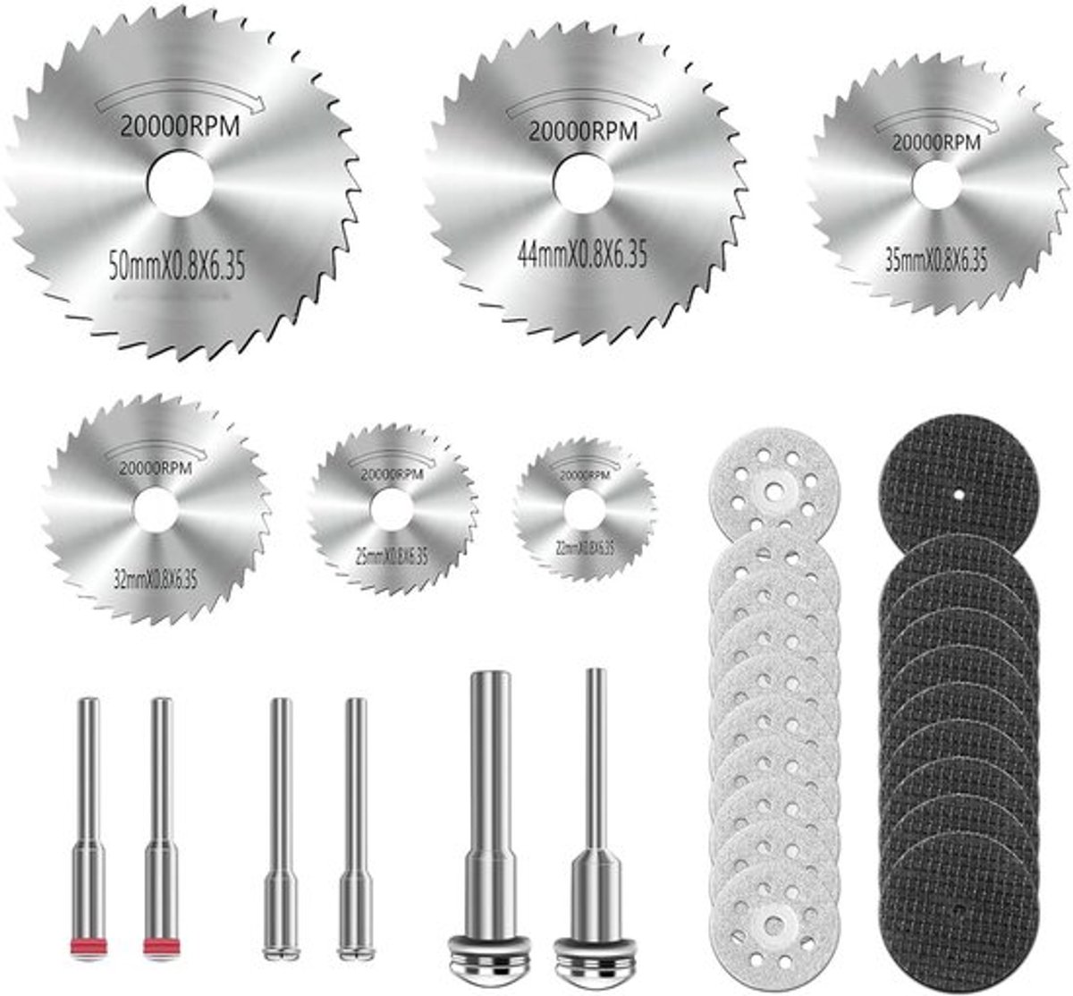 Doorslijpschijven 32-delige set - HSS-cirkelzaagbladen - Diamantdoorslijpschijven - Hars-doorslijpschijven - Voor Dremel - Voor rotatiegereedschap - Slijpschijven