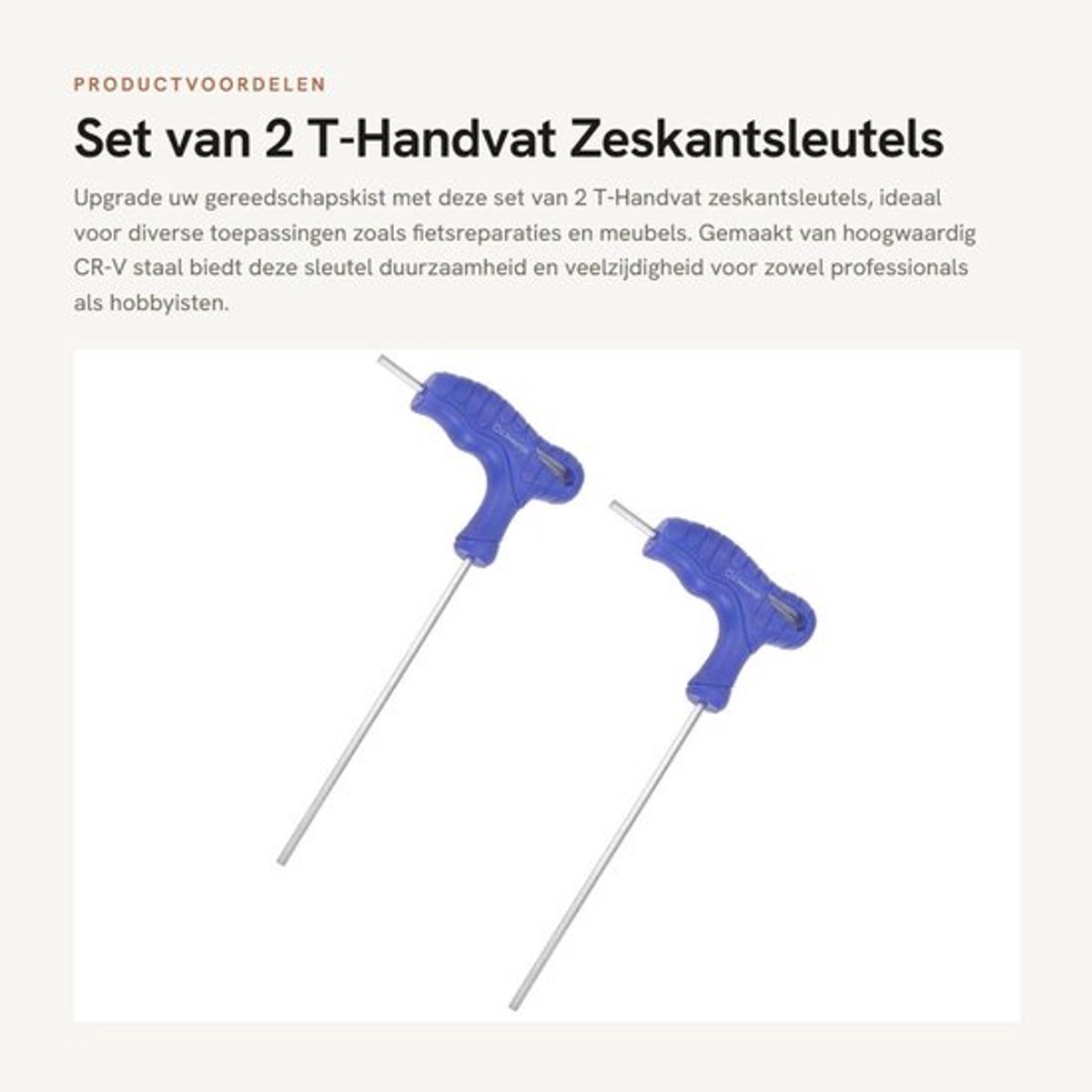 Inbussleutel T-handvat - Inbussleutelset - CR-V Staal - Duurzaam Gereedschap - Mechanische Reparatie - Ergonomische Grip - Sleutelset