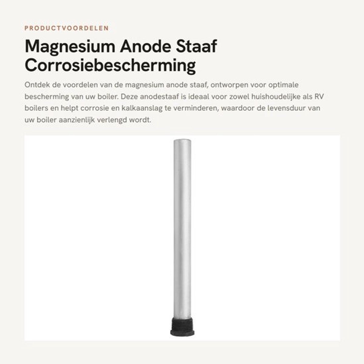 Anode Staaf Magnesium - 3/4 Inch NPT Draad - Duurzaam - Corrosiebescherming - Geschikt voor Boilers - Milieuvriendelijke Magnesiumlegering