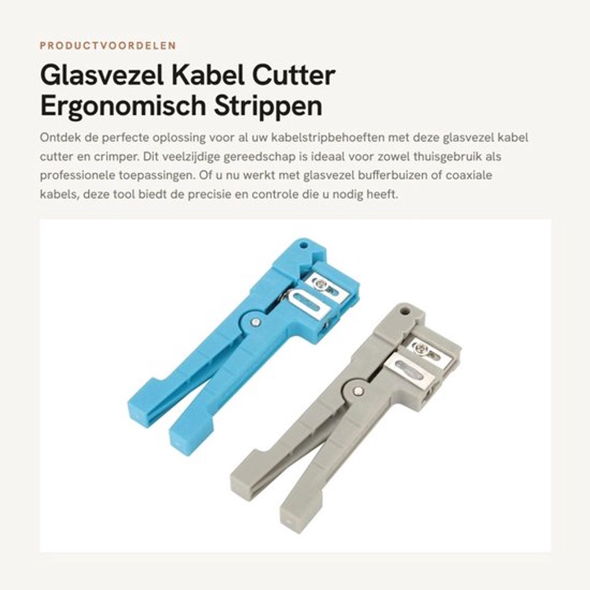 Glasvezel Stripper - Verstelbare Bladen - Kabel Cutter - Crimper - Tool voor Glasvezel - Comfortabele Grip - Efficiënt Strippen - Striptool