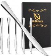 Ensemble de 6 couteaux à steak en acier inoxydable argenté à bord dentelé, marque "Hi Nature".