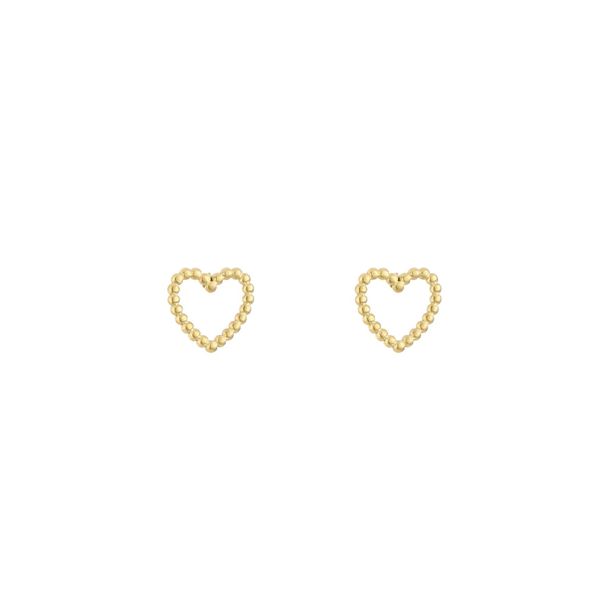 Stainless Steel Beaded Open Heart Stud Earrings – Luxe Open Hartje Oorbellen – RVS - Goud