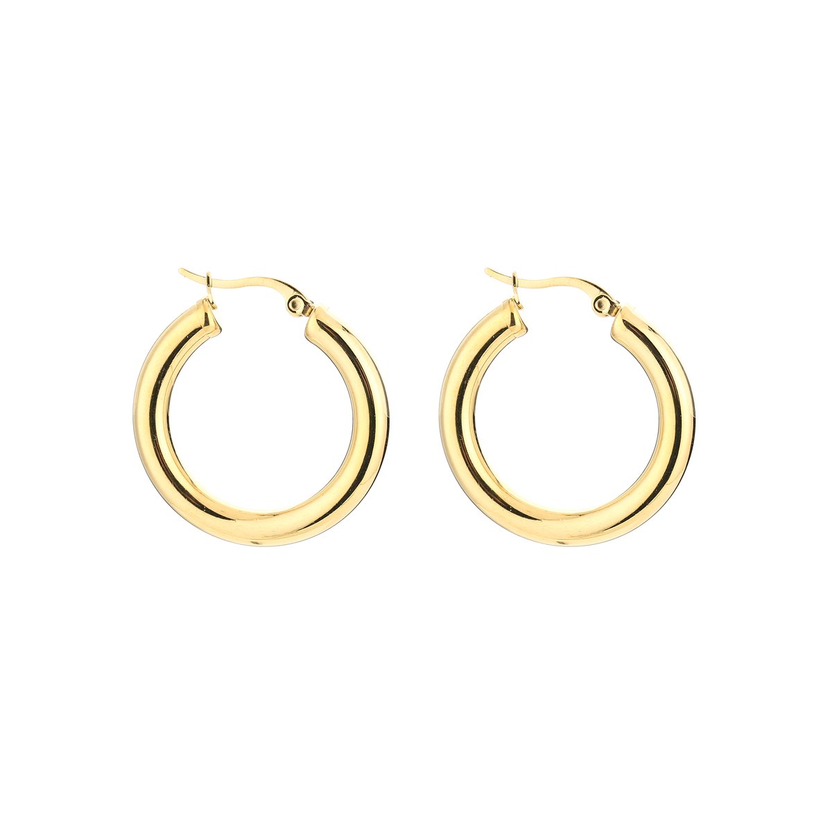 Stainless Steel Chunky Tubing Statement Hoops – Luxe Oorringen – RVS - Goud