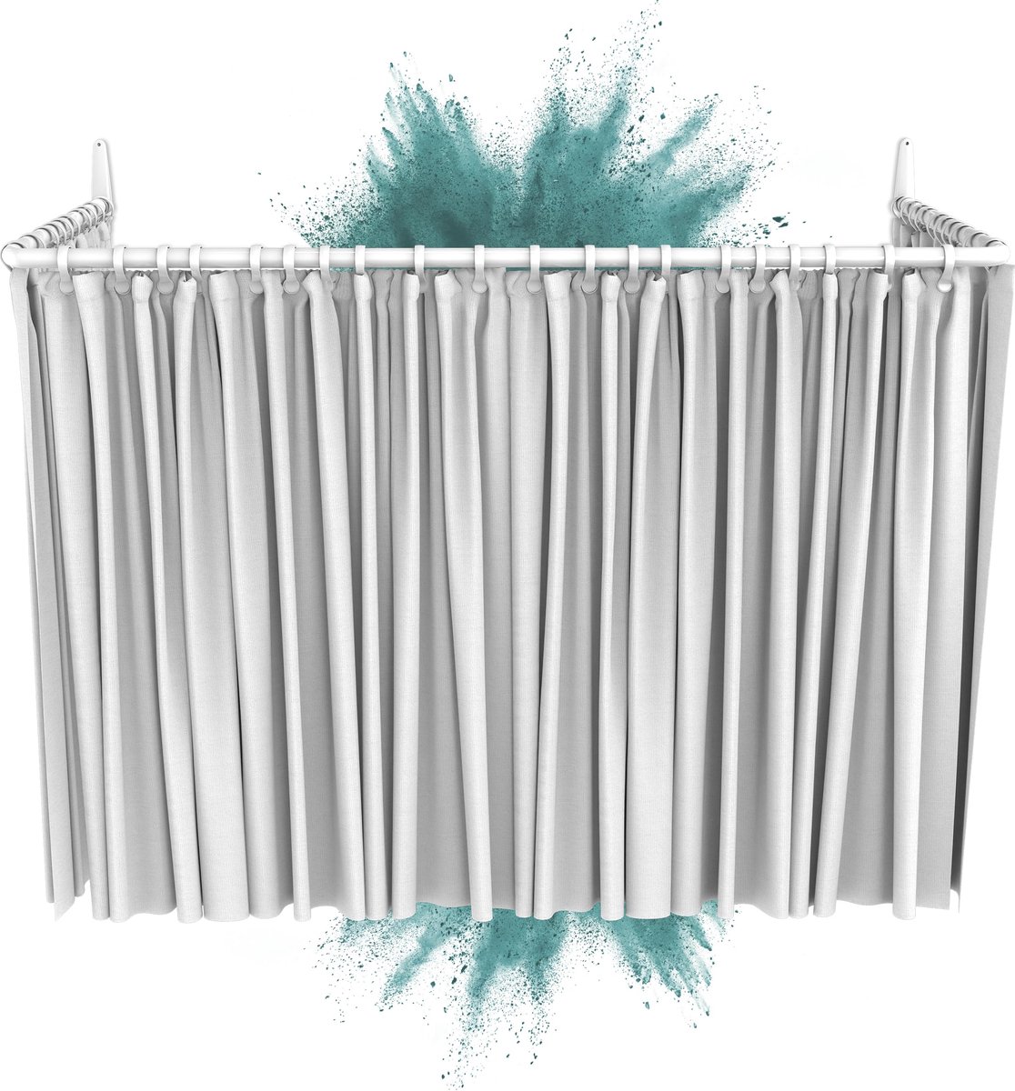 SnelShoppen - Douchegordijnstangen Hoek- en U-Douchestang 12 Combinaties, PVC-Vrij Kunststof Coating, 100% Roestvrij Staal, Wit, Voor Badkamer, Douche