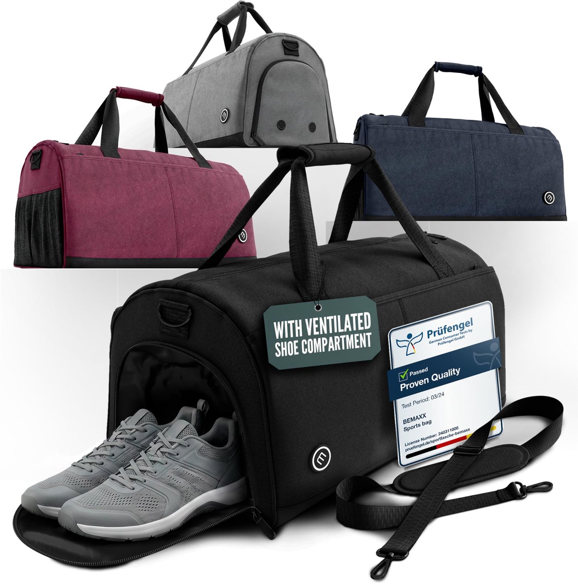 SnelShoppen - Sporttas Trainingstas met Schoenenvak, Natvak | Reistas Zwemtas Fitnesstas Gymbag Handbagage Weekender Bag Sportrugzak Duffelbag Sportza
