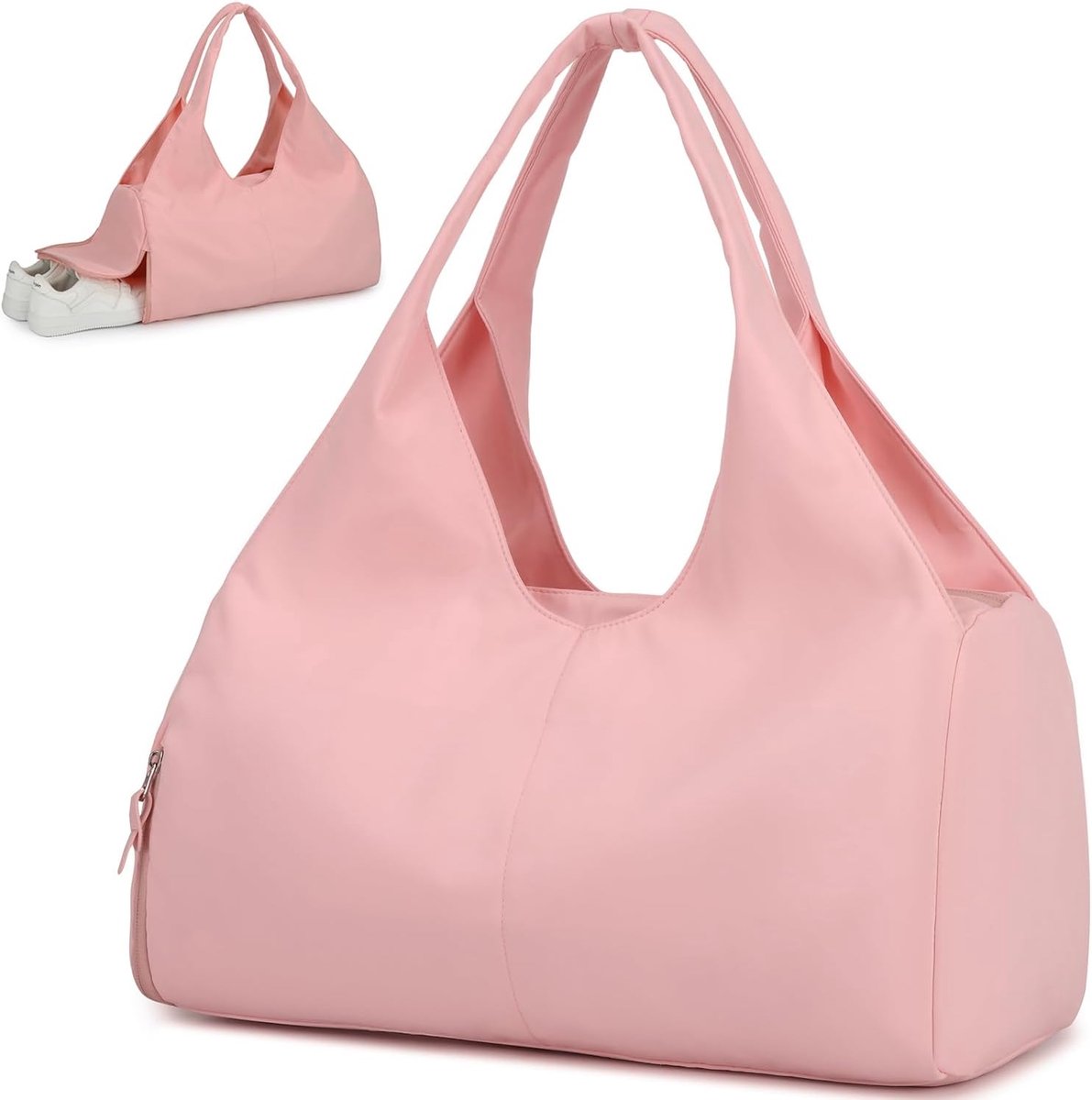 SnelShoppen - Sporttas Dames Reistas met Schoenenvak & Nat vak - Waterdichte Sporttas Handbagage voor Yoga, Sauna, Strand en Zwemmen - Roze