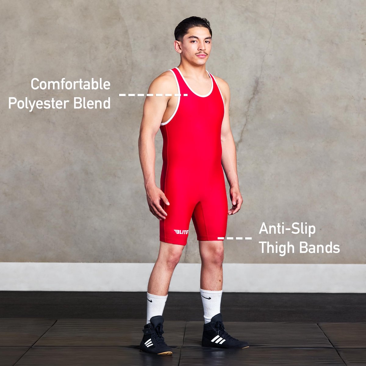 SnelShoppen - Elite Sports Powerlifting Singlet voor Heren, Standaard Worstelen Singlet, Worsteluniform voor Competitie en Training, Zwart, Maat L