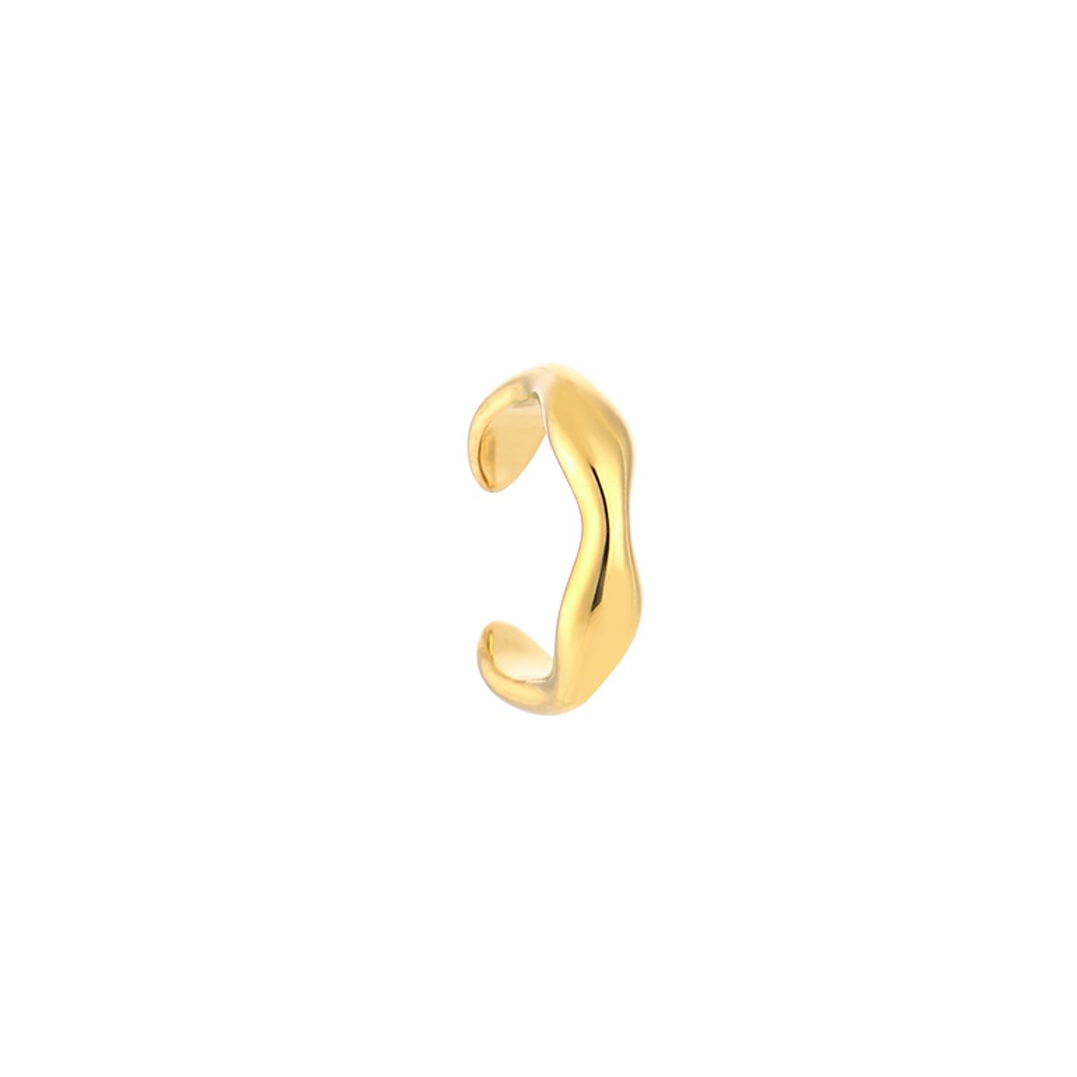 Stainless Steel Organic Wave Earcuff – Luxe Organische Golf Earcuff – RVS - Goud