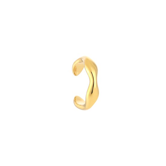 Gouden, organische wave earcuff van roestvrij staal.