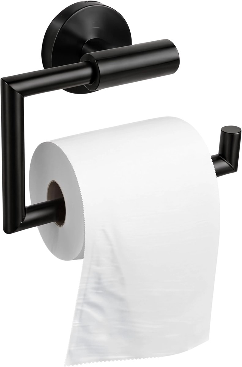 HUSH Living - Toiletrolhouder zonder klep - RVS - wandmontage - inclusief bevestigingsmateriaal - geborsteld staal - zwart