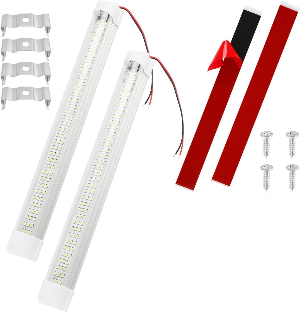 SnelShoppen - 2 x 12 V LED Lichtstrip 120 LEDs 12-85 V DC 1600 LM PC Aluminium voor Auto Camper Boot Vrachtwagen met Schakelaar en Verlengkabel
