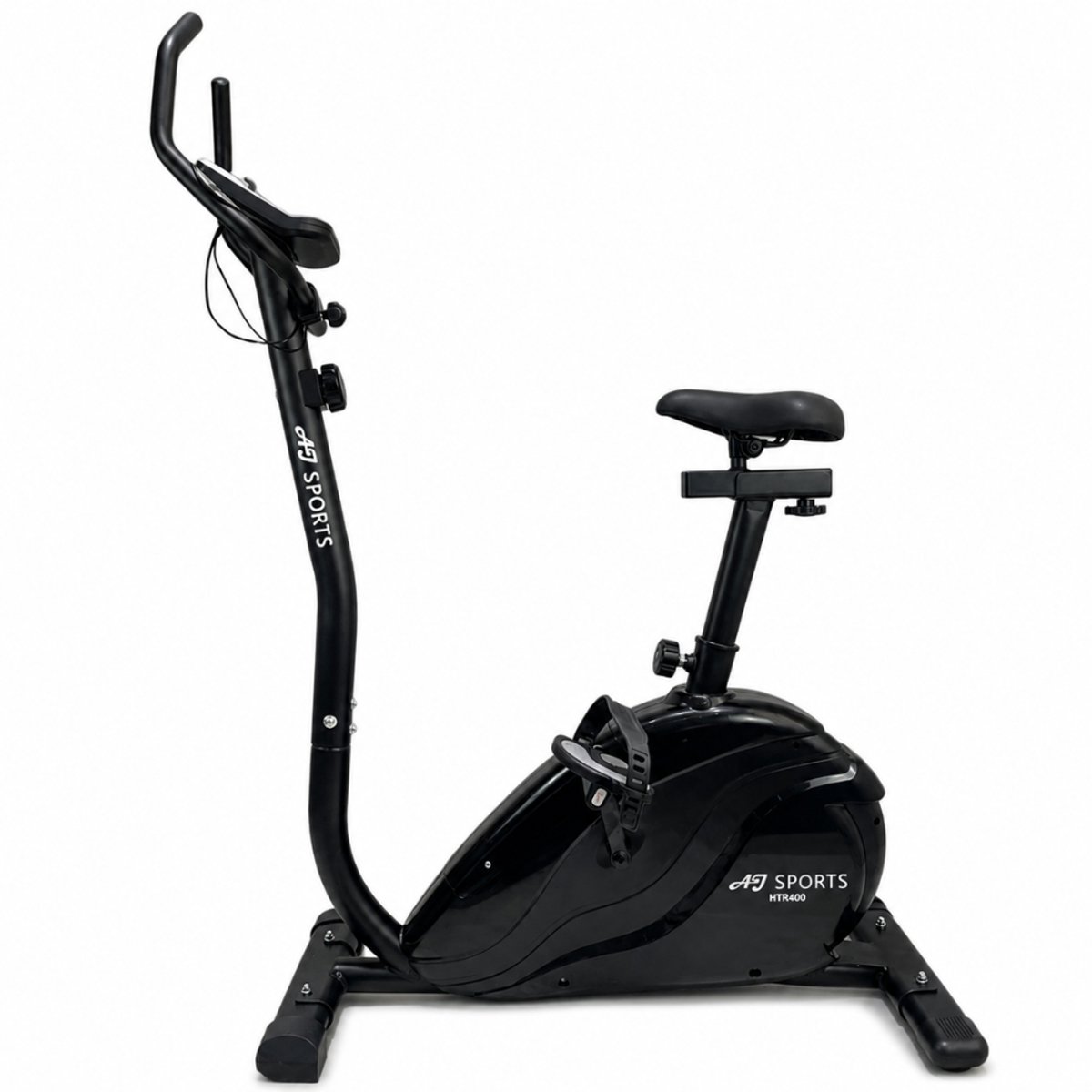 AJ-Sports Hometrainer HTR400 – Magnetische Fitnessfiets met 8 Weerstandsniveaus – Verstelbaar Zadel – Hartslagmeter – Tablethouder – Max. 120 kg