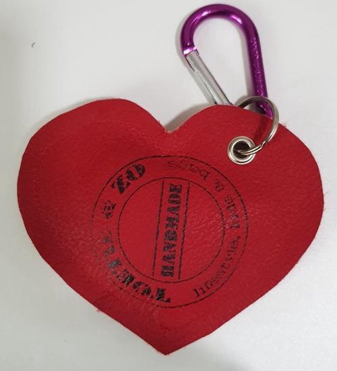 Toetie & Zo Handgemaakte Leren Tashanger Sleutelhanger Hart Rood, kersthanger, kerstdecoratie