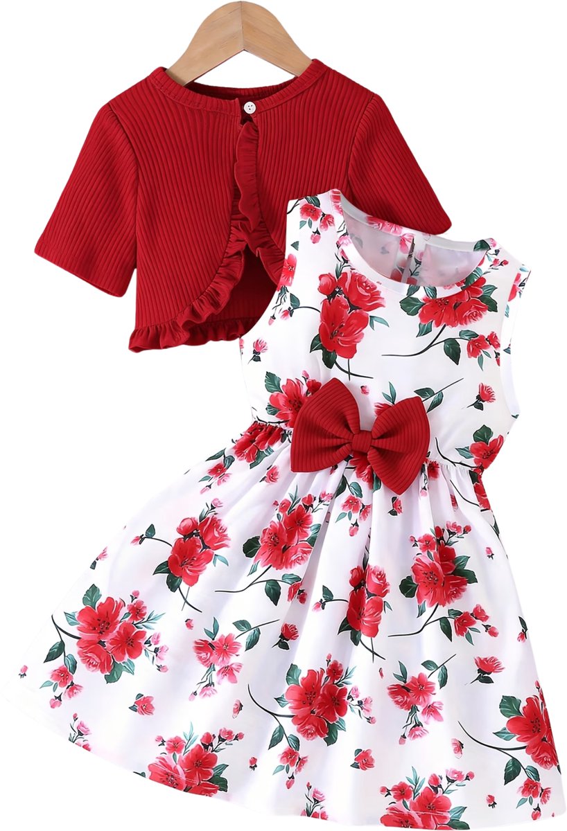 Currero Zomerjurk Meisjes Zomerjurken Kinderen Jurk Meisje Ibiza Stijl Sundress Kinderkleding 1-2 Jaar Rood
