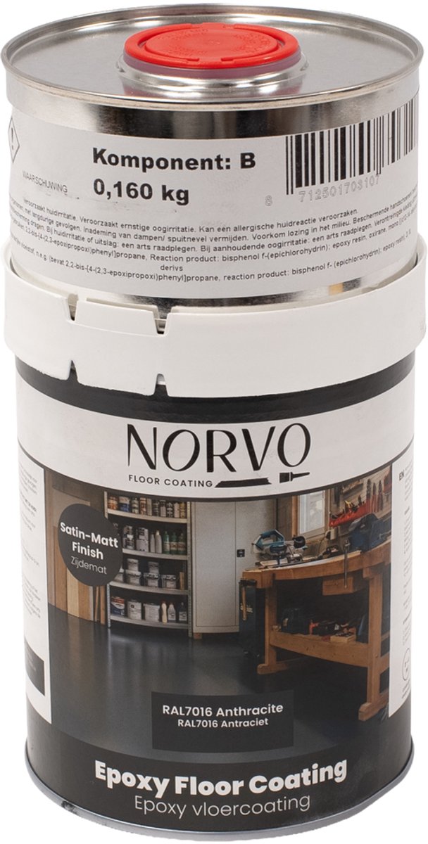 Norvo Epoxy vloercoating 2K | Garagevloer coating | Donkergrijs / RAL7016 1 KG