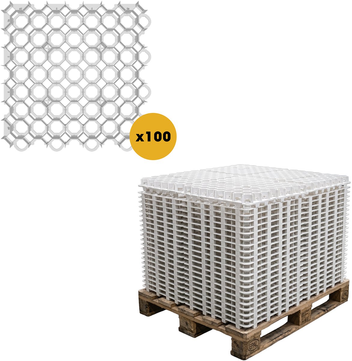 Grindmat Wit 49 x 49 x 4 cm | Pallet 100 stuks
