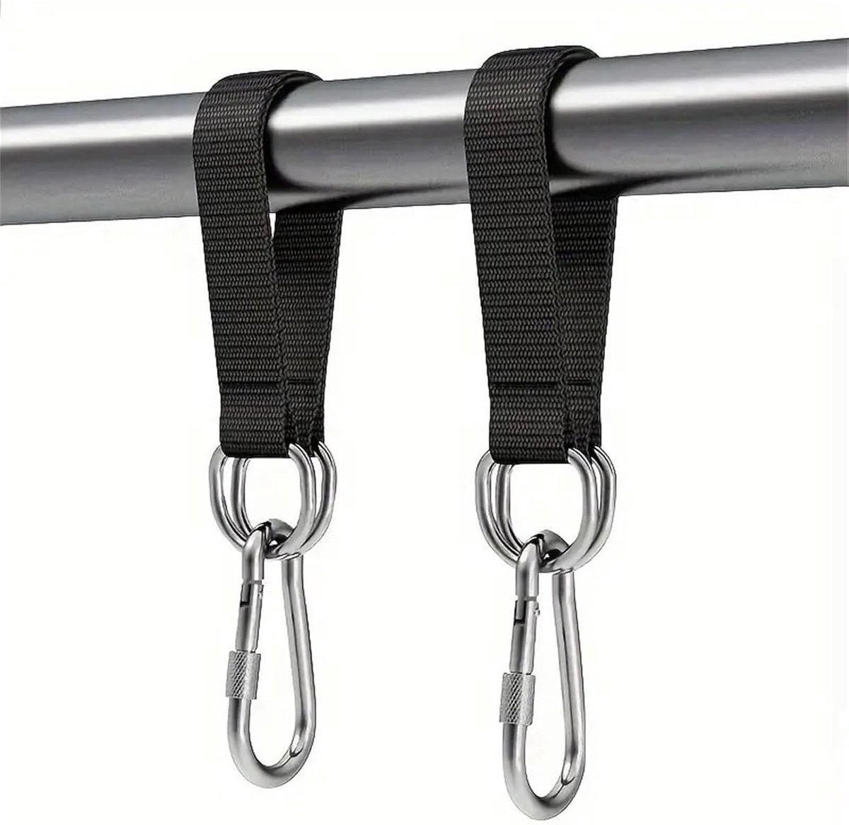 Schommelbevestiging voor hangmatten en boomschommels, met karabijnhaken en D-ringen (30 cm - 2 stuks) voor outdoor gebruik, veilig en duurzaam
