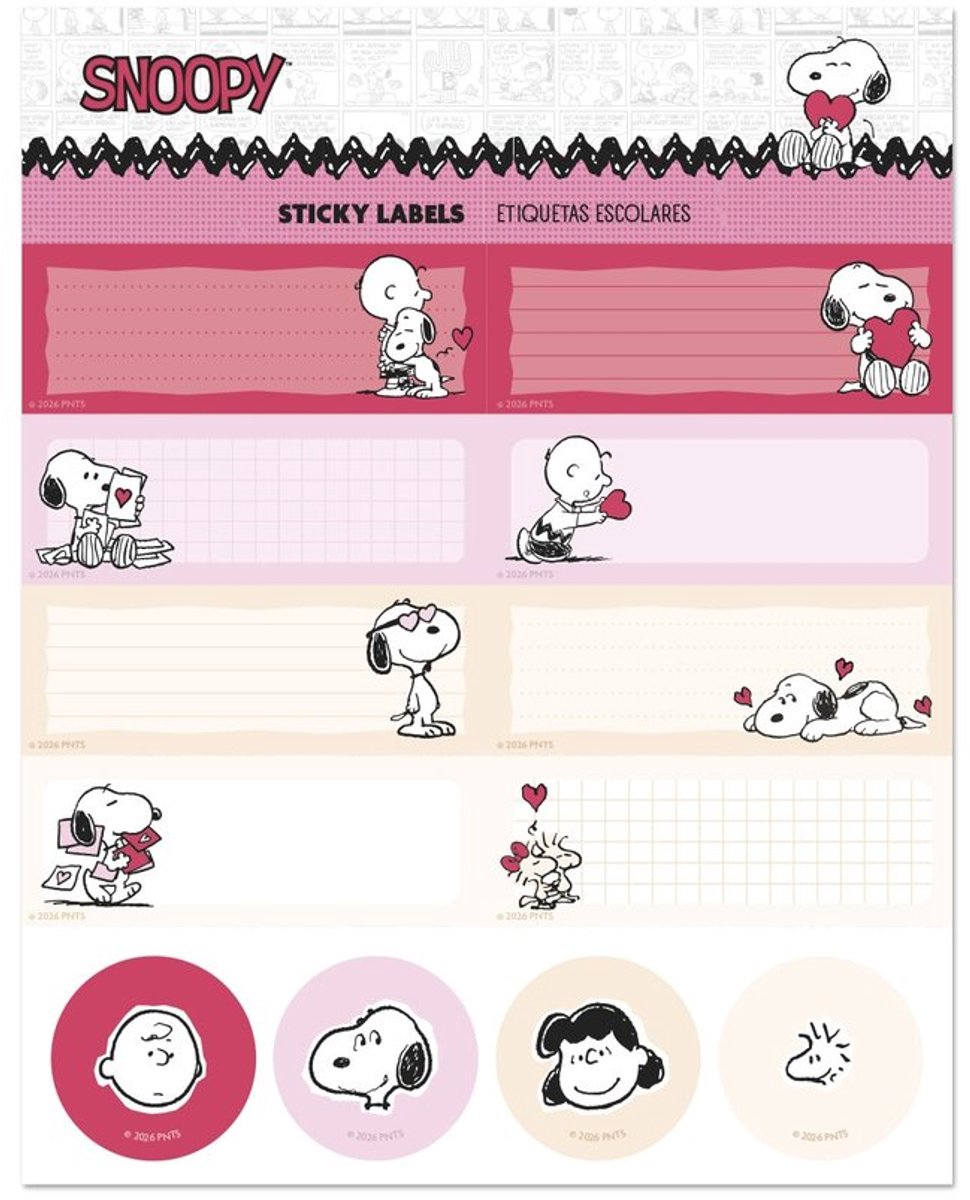 Grupo Erik Snoopy - Love Season SelfAdhesive Labels Zelfklevende etiketten - Multicolours