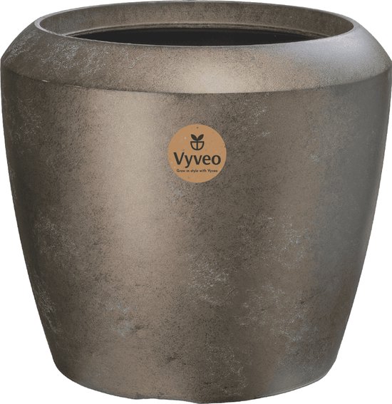 Vyveo bloempot in brons metallic kleur, met een verweerd uiterlijk.