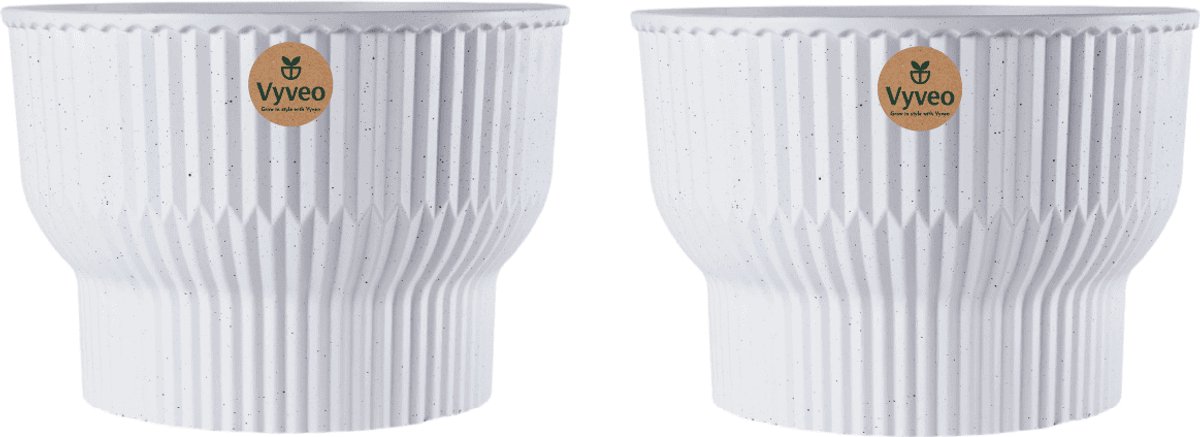 Vyveo - Bloempot Norma - Set van 2 - 35x24 - Wit - Bloempot voor binnen en buiten - Lichtgewicht - Breukbestendig - Vorstbestendig - UV-bestendig