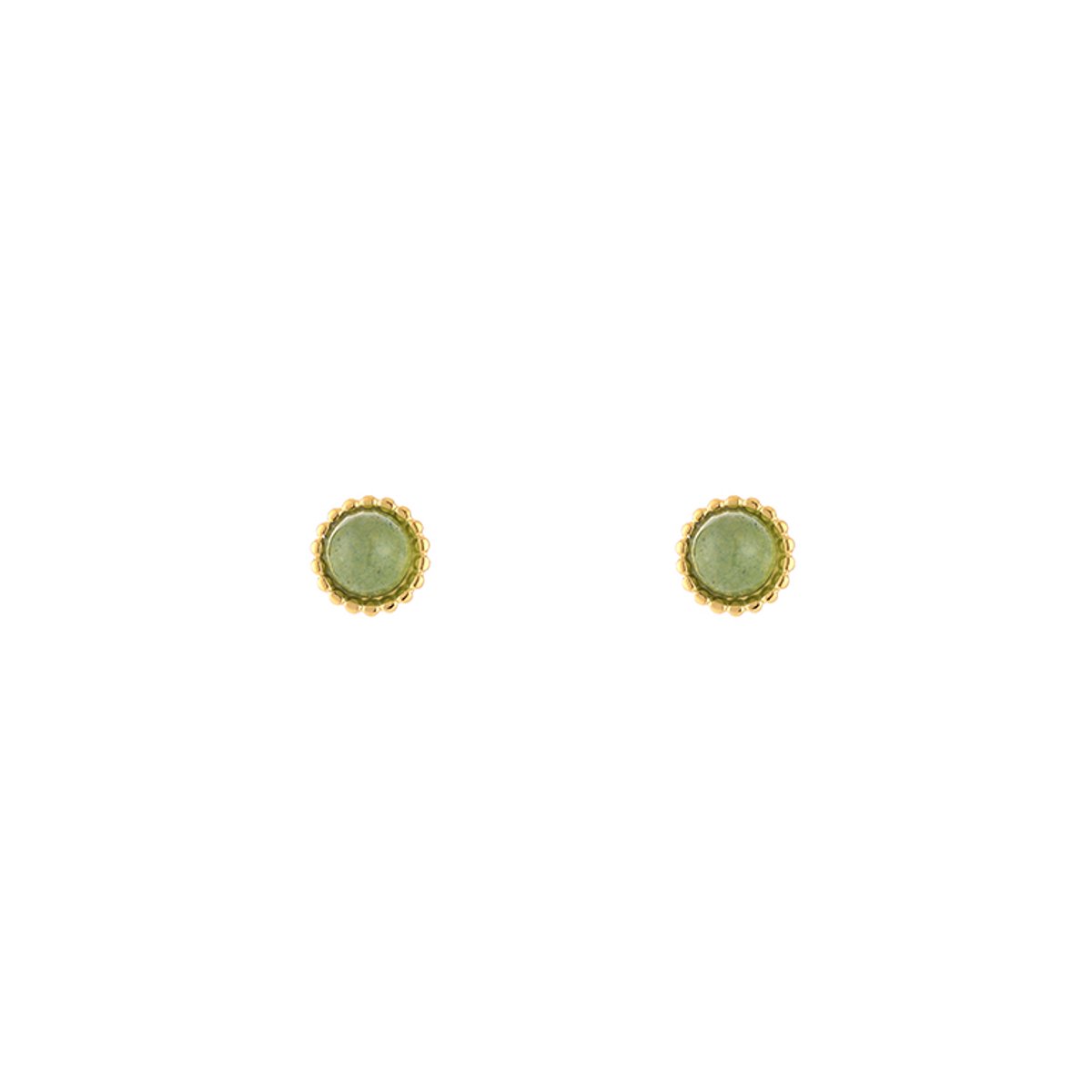Stainless Steel Round Natural Stone Studs – Luxe Ronde Natuursteen Oorknopjes – RVS - Groen