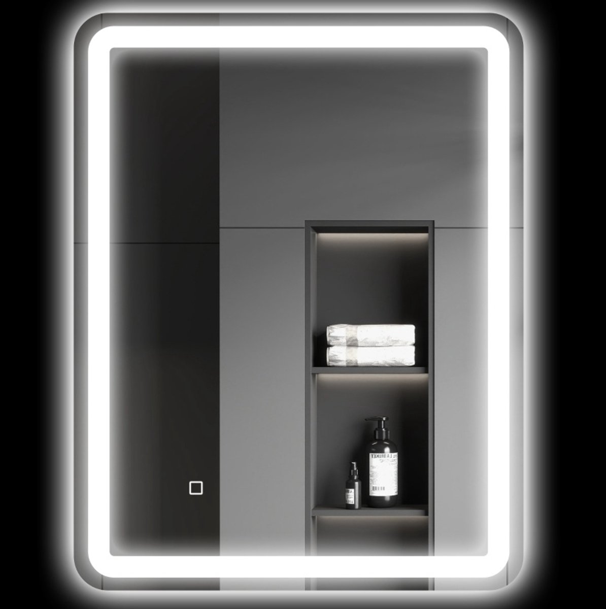 Badekamerspiegel – LED en Touchbediening – 70 x 90 cm – Gehard Glas – Zilver – Condensvrije Wandspiegel