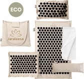 Jaraleesa® XL Spijkermat – 6-Delige ECO Acupressuur Mat Set Met Kussen – Massagemat – Shakti Mat – Spijkermat voor Stressverlichting, Spierherstel, Meditatie, Rugpijn & Acupunctuur – Incl. Draagtas & E- boek - Beige