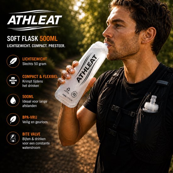 Athleat Soft flask 500 ml - Opvouwbare waterfles - opvouwbare drinkfles - Waterfles hardlopen - Bidon - Waterzak van Merkloos — afbeelding 2
