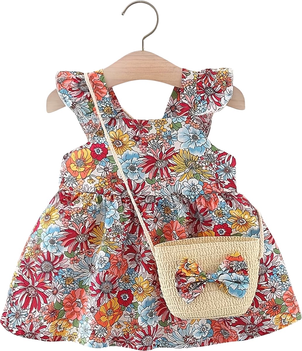 Currero Zomerjurk Meisjes Zomerjurken Kinderen Jurk Meisje Ibiza Stijl Sundress Kinderkleding 18-24 Maanden Rood