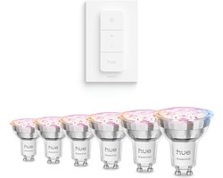 Philips Hue Voordeelverpakking - GU10 - met 6 Spotjes - Wit en Gekleurd Licht - Incl. Hue Dimmer…