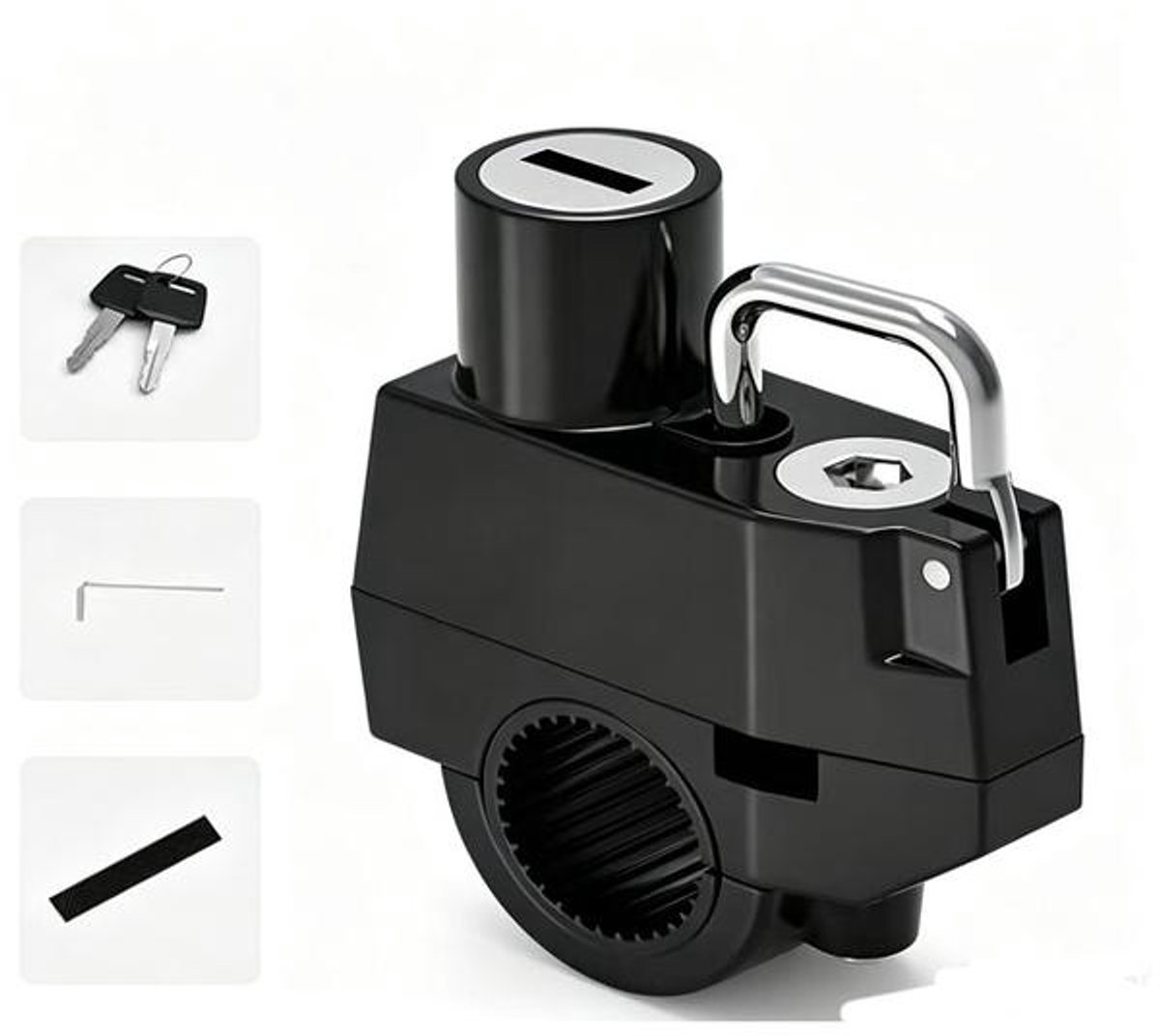 KZQ fietskabelslot – Motorhelmslot – Compact en lichtgewicht – Geschikt voor racefietsen, mountainbikes en stadsfietsen – Inclusief 3 sleutels + installatiegereedschap + antislipstrip – Zwart