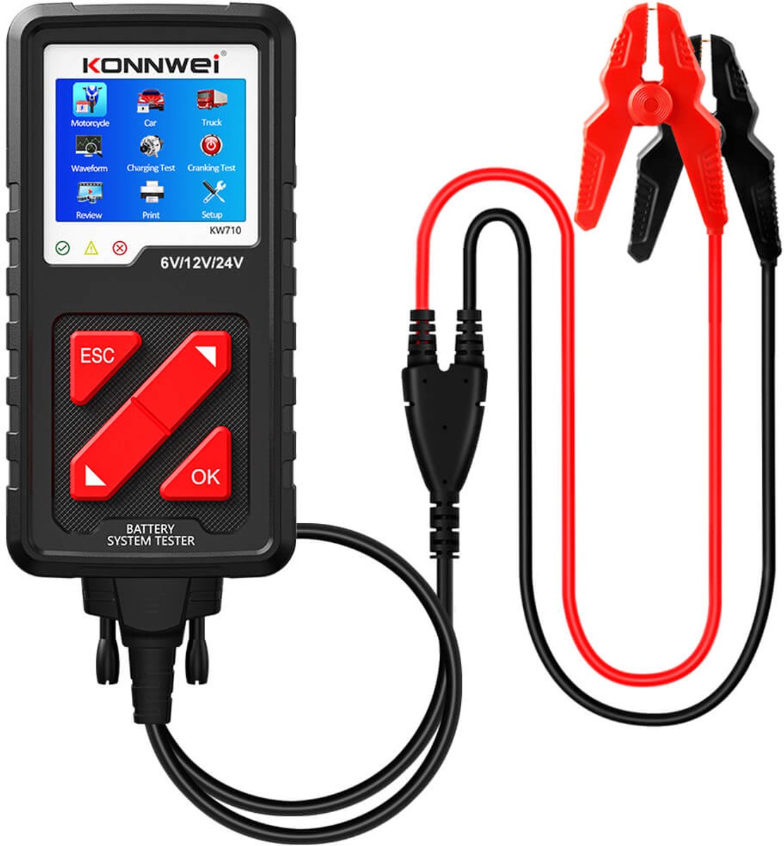 Konnwei KW710 accutester 6V/12V/24V – 100–2000 CCA