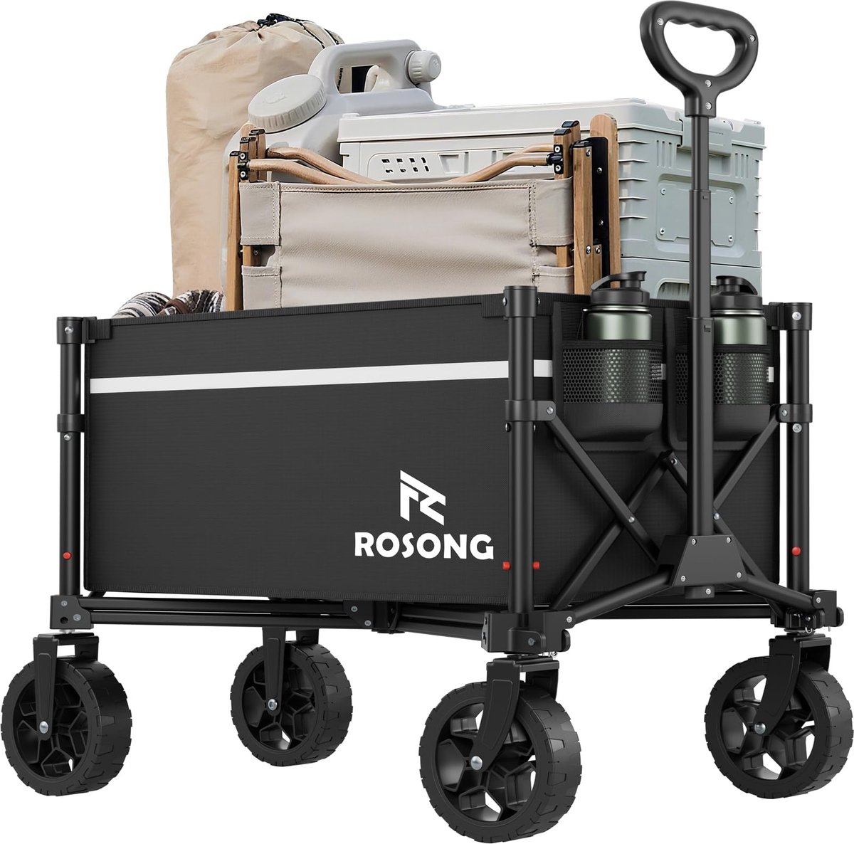 SnelShoppen - Opvouwbare Transportwagen met Wielen 90L - Zwart - Zware Transportwagens voor Boodschappen, Sport, Tuin, Winkelen, Kamperen, Kruiwagens