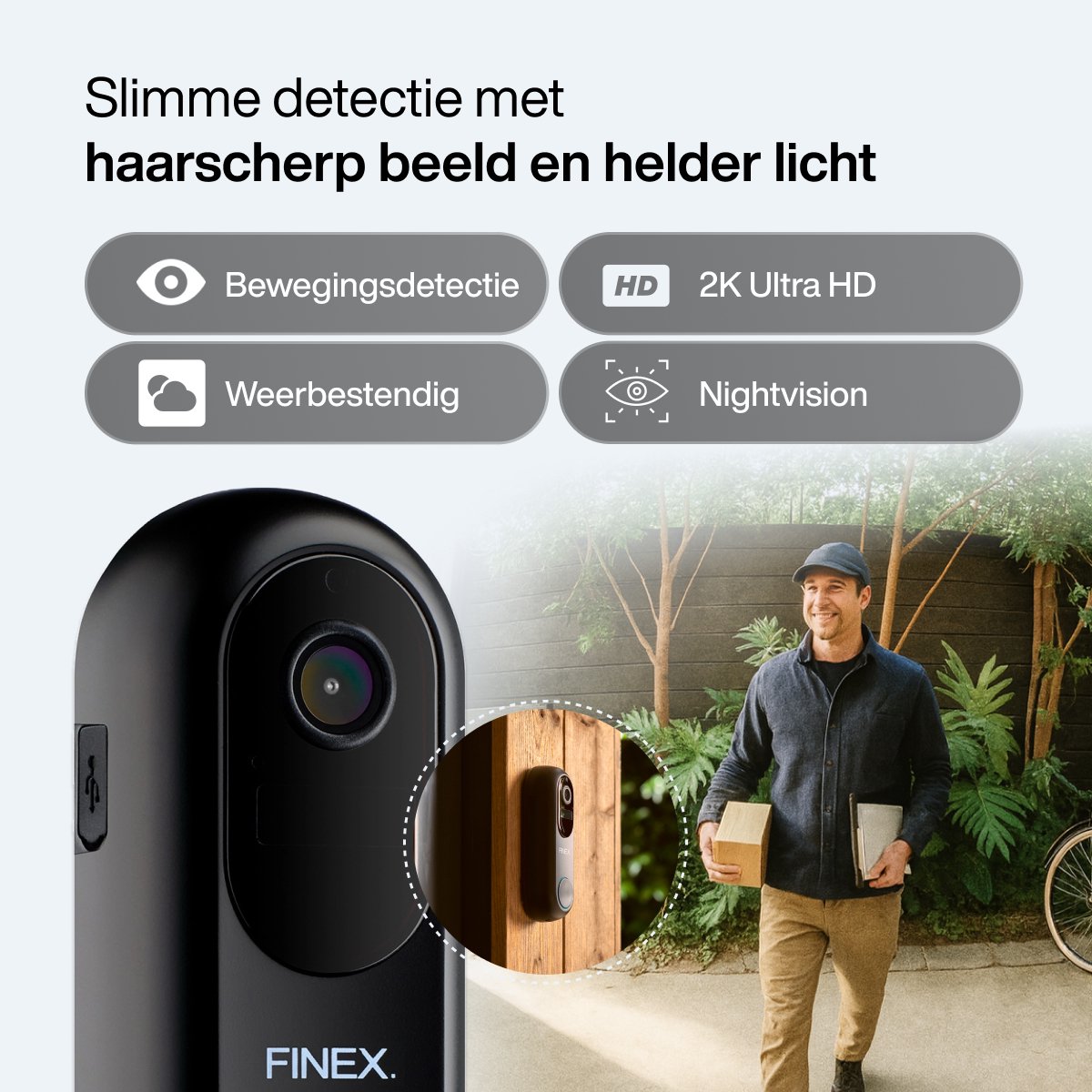 Finex Video Deurbel V2 - 2K Ultra HD - Inclusief Binnenbel - Geen abonnement - Vast stroom of Batterijen - WiFi - T-ring geluid - Slimme Draadloze Video Deurbel Met Camera — cadeau in Elektronica - foto 8