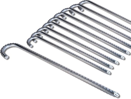 J-vormige draadnagels - 10stuks - 6*300mm - nagels - tentnagels - metalen grondpinnen - windbestendige grondpinnen - grondpinnen en ankers - gegalvaniseerde grondankers - geschikt voor trampolines, tenten, kamperen om tenten of touwen vast te zetten