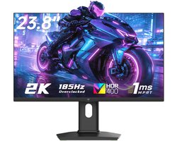 KTC-H24T7-gaming monitor-23,8 inch plat Fast IPS-QHD 2560×1440-overklokt 185Hz-1ms MPRT-HDR400-FreeSync & G-Sync compatibel-VESA 100×100 hoogteverstelbaar