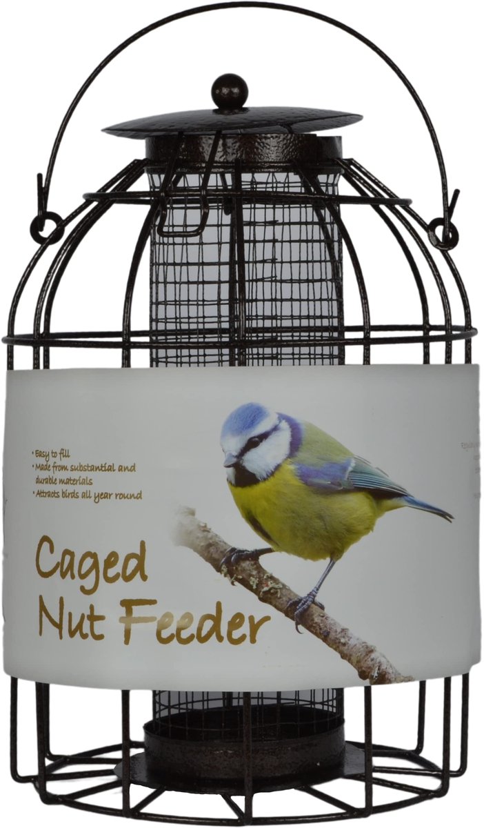SnelShoppen - Gekooide Pinda Voeder voor Wilde Vogels - Eekhoornbestendige Vogelvoederhouder - Gepubliceerd Coated Staal - 1 Pakket - RSPB Aanbevolen