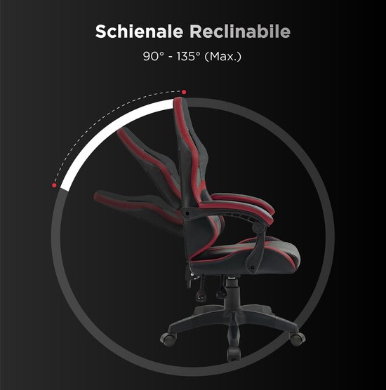 SnelShoppen - Ergonomische Gamingstoel, PC-Stoel, Bureaustoel met Gevoerde Armleuningen, Verstelbare Rugleuning, Hoogte en Lendensteun, Hoofdsteun, Ma van snelshoppen — afbeelding 3
